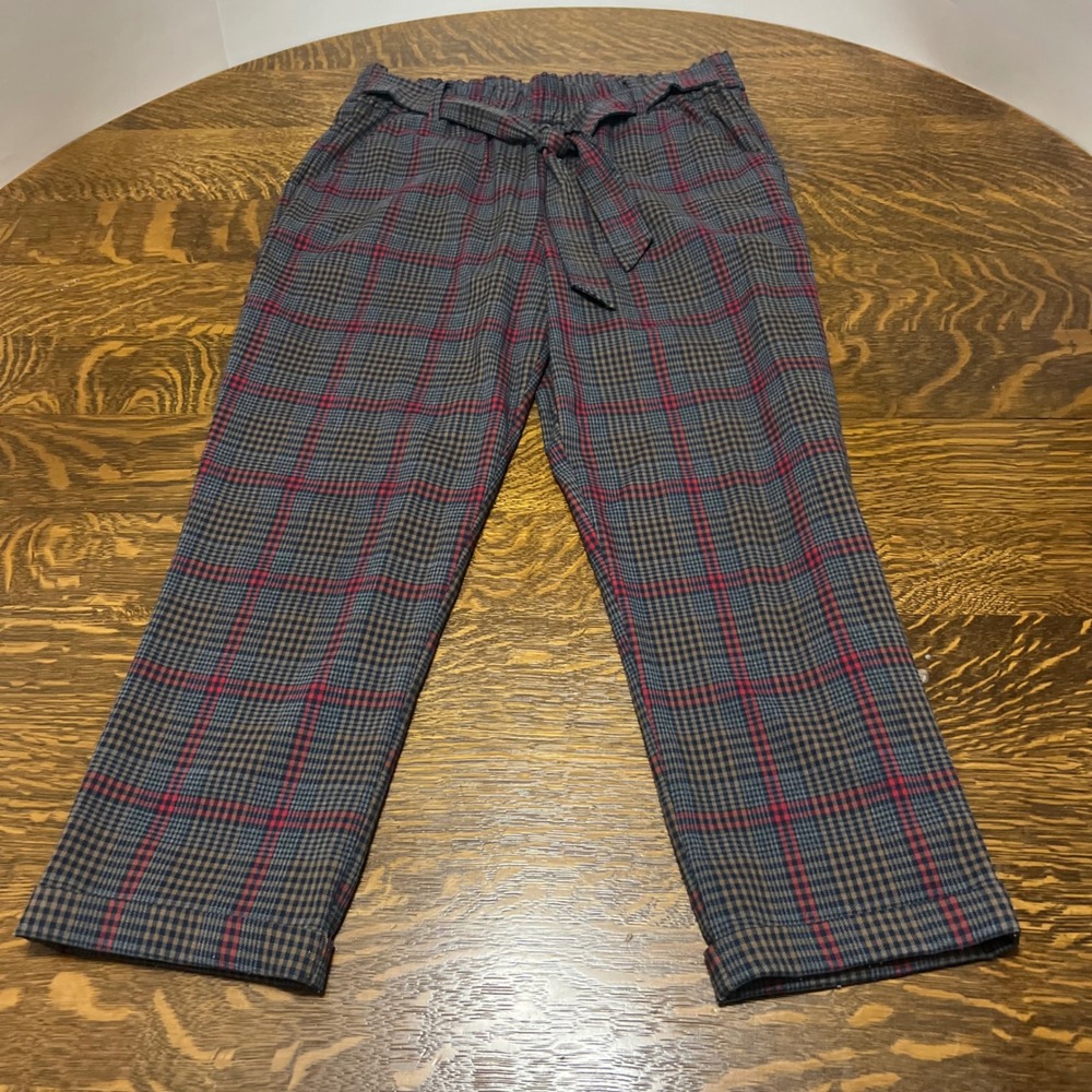 Altar'd State Plaid Pants Womens Medium Multicolor Tie Waist Straight Leg